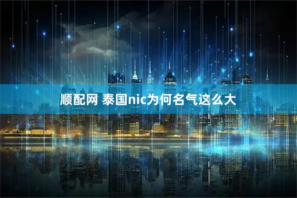 顺配网 泰国nic为何名气这么大